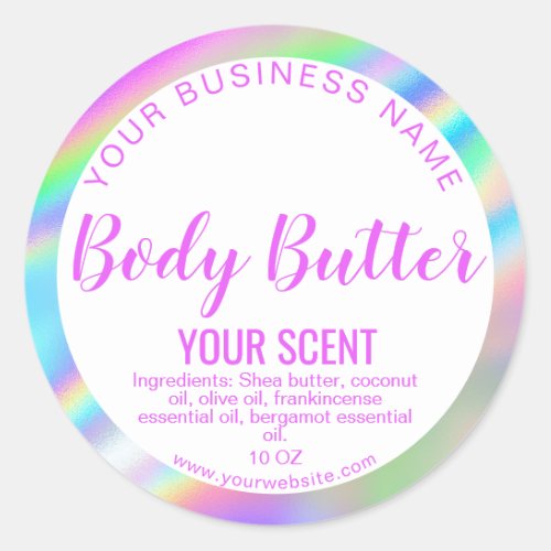 holograph foil product label body butter