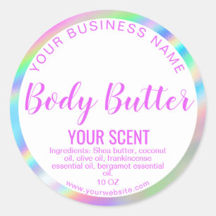 holograph foil product label body butter