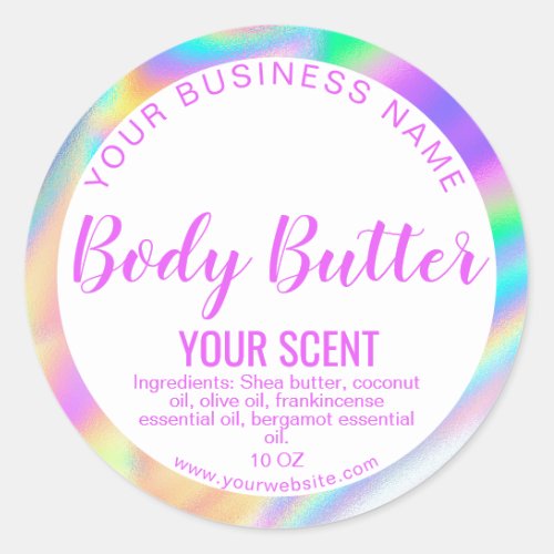 holograph foil product label body butter