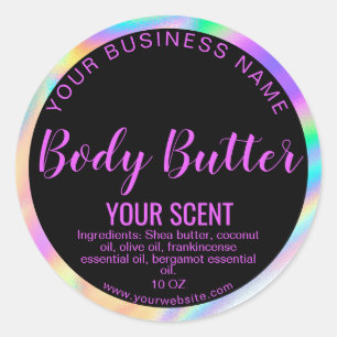 holograph foil product label body butter