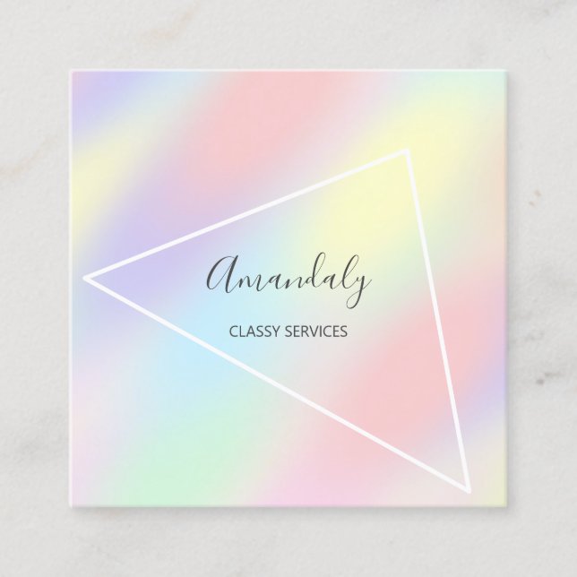 Holograph Geometry Unicorn Abstract Professional Square Business Card (Front)