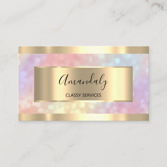 Holograph Gold Framed Elegant Professional Modern Business Card (Front)