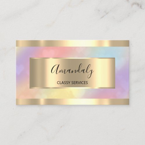 Holograph Gold Framed Elegant Professional Unicorn Business Card