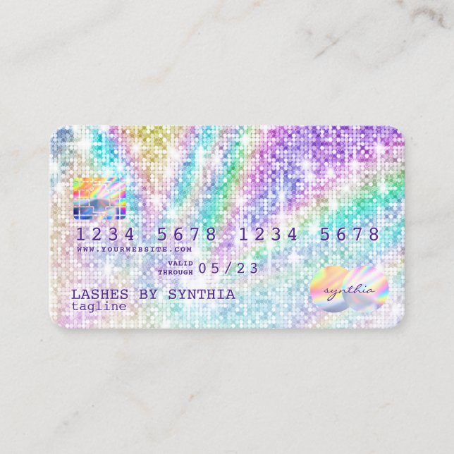 Holograph gold glitter disco Modern Credit Card (Front)