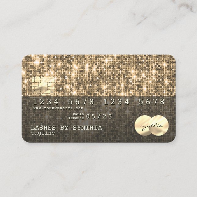 Holograph gold glitter Modern Credit Card (Front)