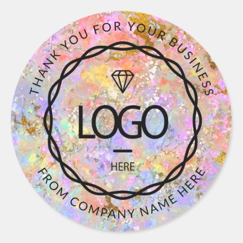 Holograph Gold Logo Name Web Pink Thank Business Classic Round Sticker