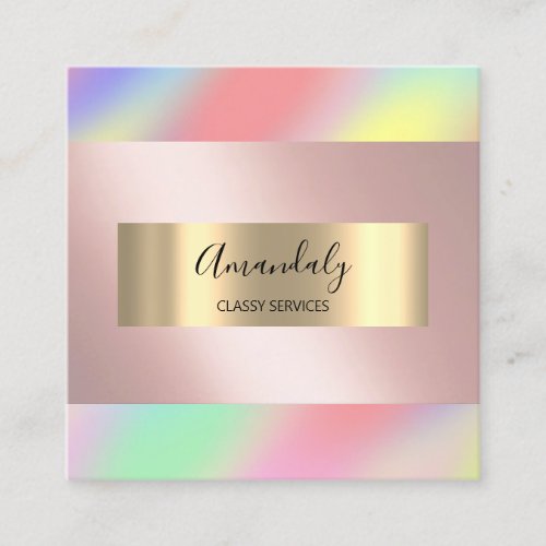 Holograph Gold Makeup ARTIST  Event Planner Square Business Card