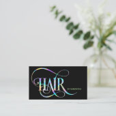 Holograph Hair stylist typography hair extension Business Card (Standing Front)