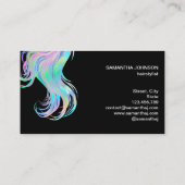 Holograph Hair stylist typography hair extension Business Card (Back)
