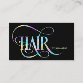 Holograph Hair stylist typography hair extension Business Card (Front)