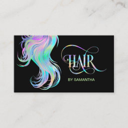 Holograph Hair stylist typography hair extension Business Card | Zazzle