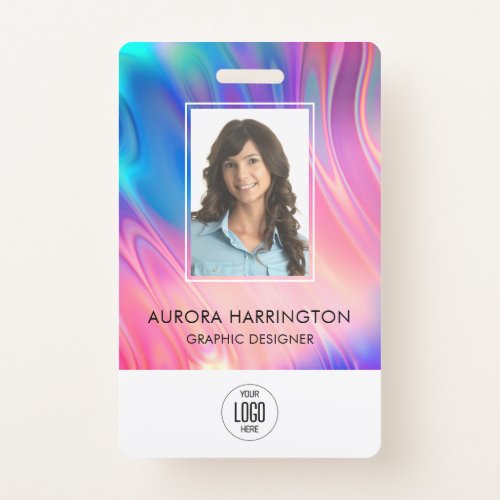 Holograph ID Card Modern Employee Photo Logo QR Badge