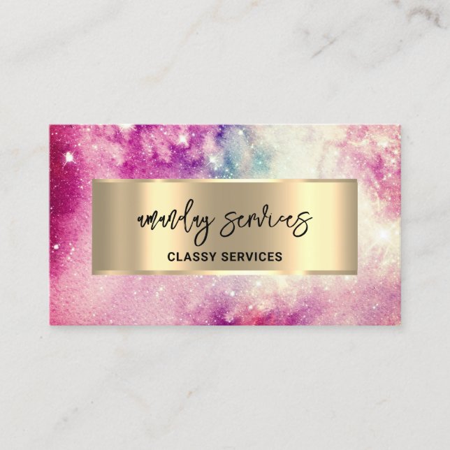 Holograph Logo QR Code Shop Stars Galaxy Business  Business Card (Front)