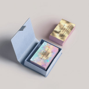 Holograph Makeup Boutique Shop Blue Glitter Drips Business Card