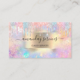 Holograph Makeup Boutique Shop Nails Glitter Drips Business Card