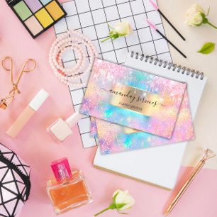 Holograph Makeup Boutique Shop Ocean Glitter Drips Business Card