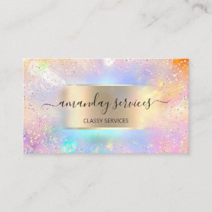 Holograph Makeup Gold Confetti Boutique Shop Pink Business Card