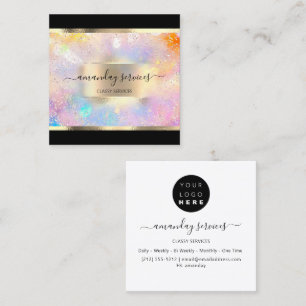 Holograph Makeup Gold Frame Boutique Shop Square Square Business Card