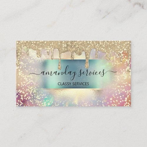 Holograph Makeup Lashes Boutique Gold Nails Hair Business Card