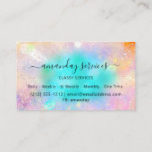Holograph Makeup Lashes Boutique Gold Pink Drip Business Card (Back)