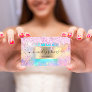 Holograph Makeup Lashes Boutique Gold Pink Drip Business Card