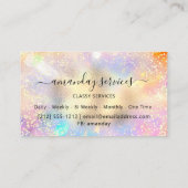 Holograph Makeup Lashes Boutique Gold Rose Drip Business Card (Back)