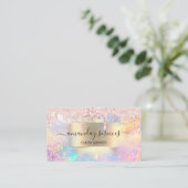Holograph Makeup Lashes Boutique Gold Rose Drip Business Card (Standing Front)