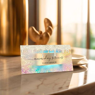 Holograph Makeup Lashes NAILS Studio Gold Drips Business Card