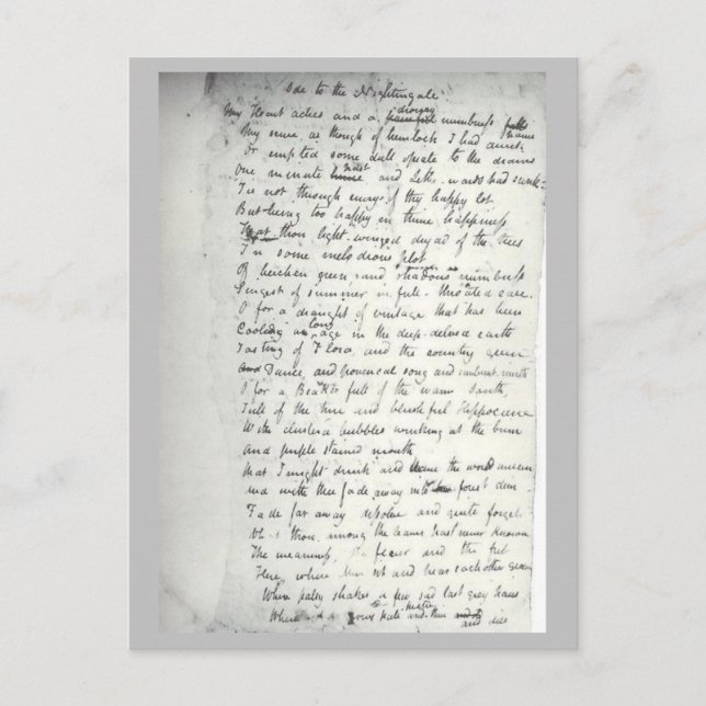 Holograph of Keats's Ode to a Nightingale Postcard (Front)
