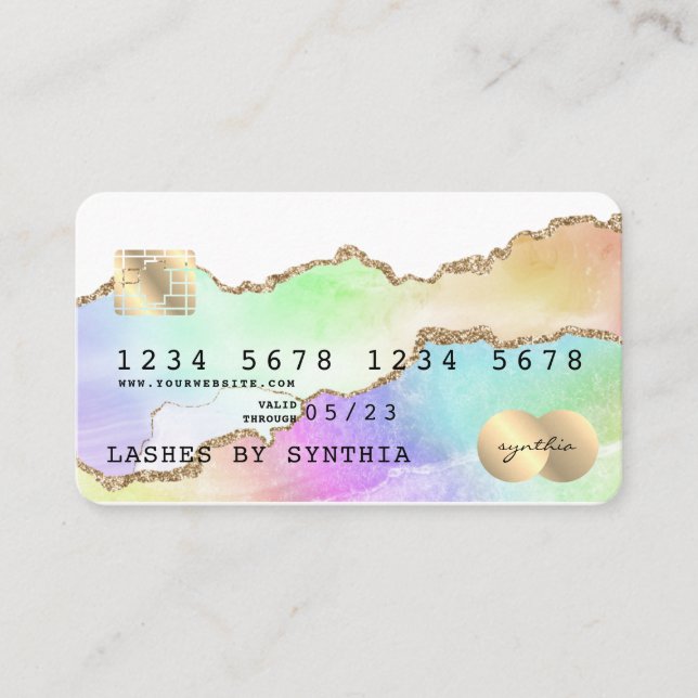 Holograph  Pastel agate unicorn Credit Card (Front)