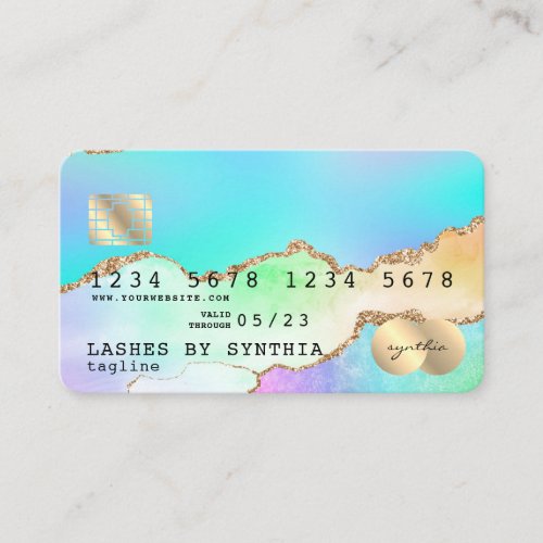 Holograph Pastel rainbow agate unicorn Credit Card