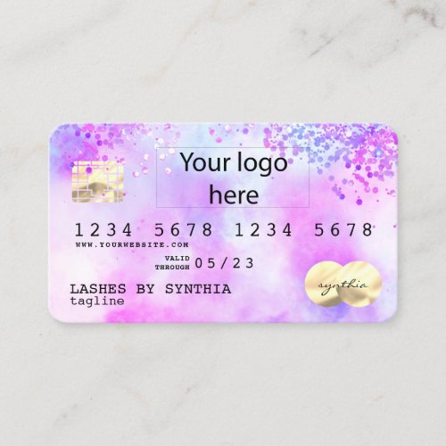 Holograph Pastel unicorn Modern Credit Card LOGO