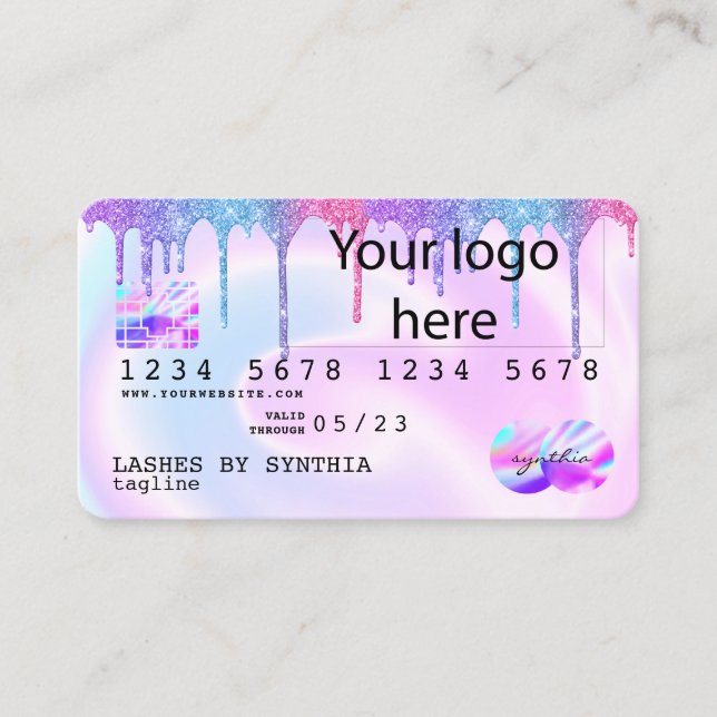 Holograph Pastel unicorn Modern Credit Card logo (Front)