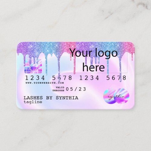 Holograph Pastel unicorn Modern Credit Card logo