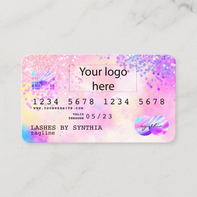 Holograph Pastel unicorn Modern Credit Card LOGO (Front)