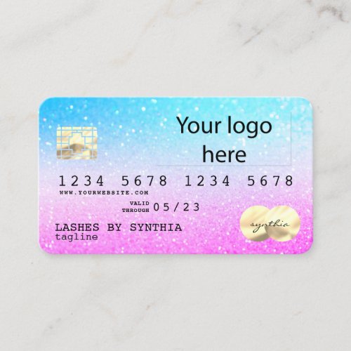Holograph Pastel unicorn Modern Credit Card LOGO