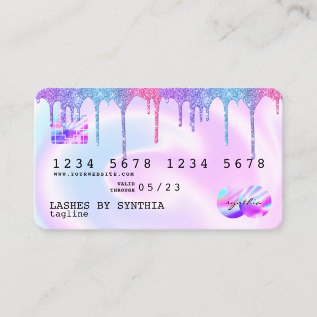 Holograph Pastel unicorn Modern Credit Card Style (Front)