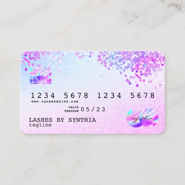 Holograph Pastel unicorn Modern Credit Card Style (Front)