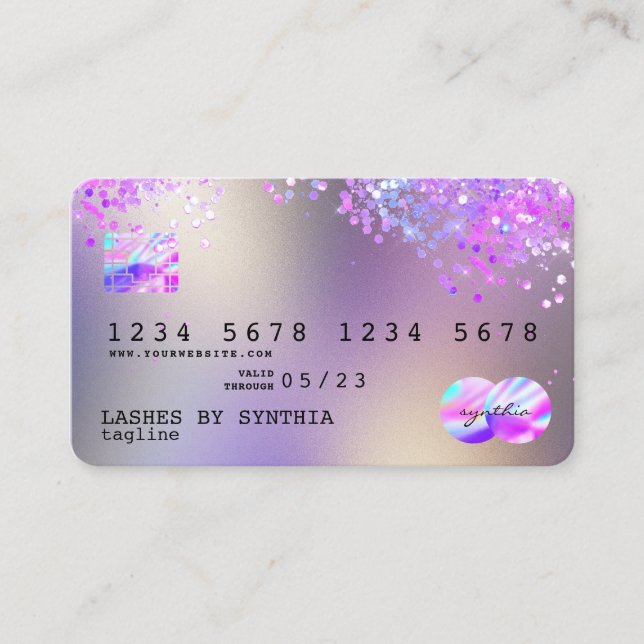 Holograph Pastel unicorn Modern Credit Card Style (Front)