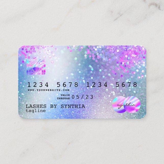 Holograph Pastel unicorn Modern Credit Card Style (Front)