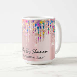 Holograph Pink Rose Bride Shower Sweet 16th Coffee Mug
