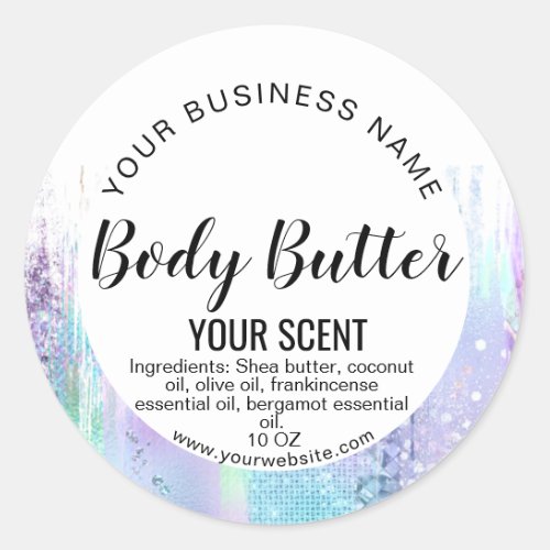 holograph product label body butter add logo
