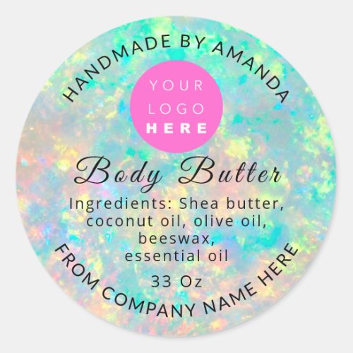 Holograph QR Code Logo Name Body Balm Butter  Classic Round Sticker
