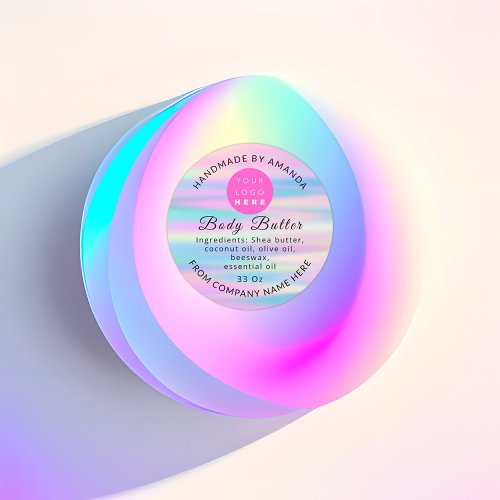 Holograph QR Code Logo Name Body Butter Cosmetic Classic Round Sticker