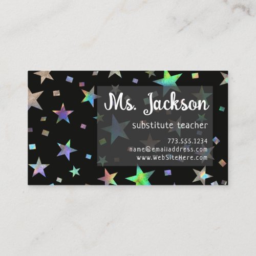 Holograph Rainbow Stars Event Planner Professional Business Card