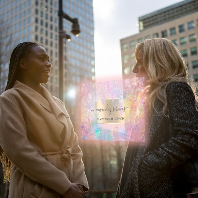 Holograph Shop Drips Makeup Artist QR Code  Business Card (Holograph Shop Drips Makeup Artist QR Code Business Card)