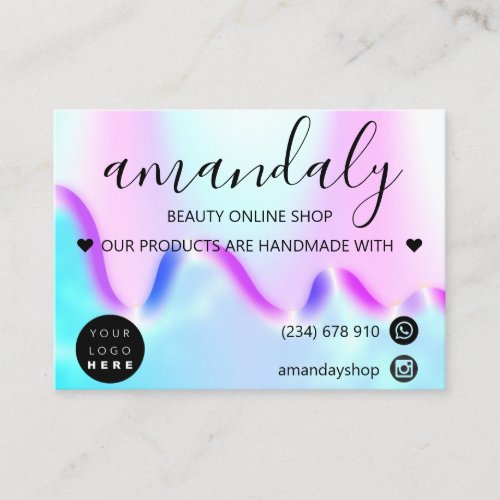 Holograph Shop Thank You Discount Code Pink Business Card