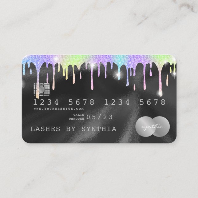 Holograph Silver Unicorn Dripping Credit Card Lash (Front)