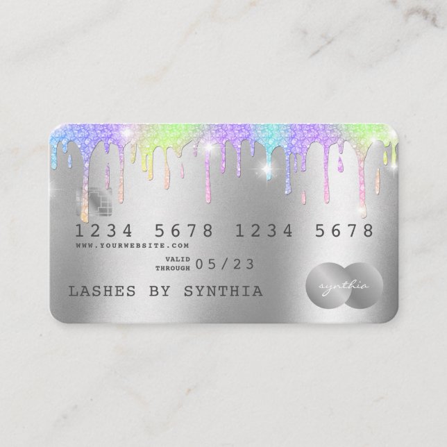 Holograph Silver Unicorn Dripping Credit Card Lash (Front)