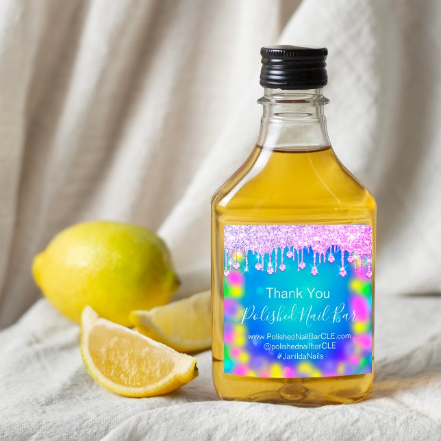 Holograph Thank Diamond Drip Nails Hot Pink Blue Square Sticker (Holograph Thank Diamond Drip Nails Hot Pink Blue Square Sticker)